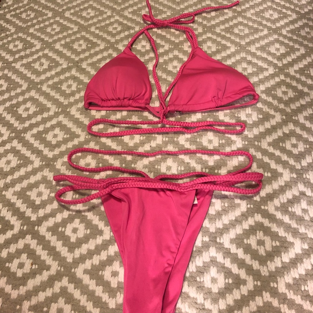 Neon pink bikini- size small
